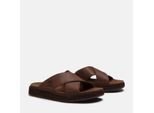 Sandale TIMBERLAND "CASCO COVE SLIDE SANDAL", Herren, Gr. 41,5, dk brn f grain, Leder, Schuhe Sandale, aus Timberland Premium Leder