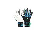 Torwarthandschuhe REUSCH "Attrakt RE:GRIP NC", Damen, Gr. 7.5, blau (schwarz, hellblau), 50% Latex, 33% Polyester, 3% Lederimitat, 3% Gummi, 1% Baumwolle, Handschuhe, mit zuverlässigem Grip