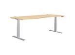 Schäfer Shop Genius Schreibtisch MODENA FLEX, elektrisch höhenverstellbar, Freiform, Ansatz links, B 1800 mm, Ahorn/weissalu