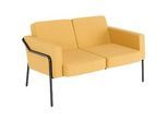 Zweisitzer Sofa meet by Paperflow MEDSO Klassik, gepolstert, Sitzfläche austauschbar, B 1040 x T 515 x H 410 mm, Stoff und Stahl, gelb/mattschwarz