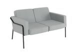 Zweisitzer Sofa meet by Paperflow MEDSO Klassik, gepolstert, Sitzfläche austauschbar, B 1040 x T 515 x H 410 mm, Stoff und Stahl, grau/mattschwarz