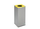 VAR Wertstoffsammelgerät WSG Quadro 79, 70 Liter, silber beschichtet, gelb RAL 1023
