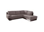 Mid.you , Taupe, Dunkelbraun , Textil , Ottomane rechts, L-Form , 264x221 cm ,
