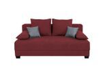 P & B , Rot , Textil, Holzwerkstoff , Füllung: Schaumstoffflocken,Schaumstoffflocken,Schaumstoffflocken , 200x90x110 cm , Wohnzimmer, Sofas & Couches, Schlafsofas, Schlafsofas