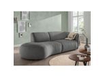 Livetastic , Graubraun , Textil , Uni , Ottomane links, organische Form, L-Form , 238x107 cm , Made in EU , Rücken echt, Armteil rechts ,
