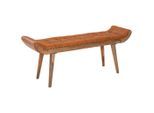 Mid.you , Braun , Leder , Echtleder , Ziegenleder , Mangoholz , massiv , 125x50x38 cm , abwischbar ,