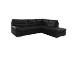 Livetastic , Schwarz , Leder , Echtleder , Rindleder , Ottomane rechts, L-Form , 268x216 cm , Made in EU , seitenverkehrt erhältlich, Schlafen auf Sitzhöhe, Rücken echt, Armteil links , Wohnzimmer, Sofas & Couches, Schlafsofas, Ecksofas mit Schlaffunktion