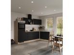 FlexWell , Schwarz, Eichefarben , Holzwerkstoff , 7 Schublade(n),1 Schublade(n) Schubladen , einmalig seitenverkehrt montierbar, nur wie online abgebildet bestellbar , A , 280x170 cm , Made in Germany , links aufbaubar, rechts aufbaubar , Küche, Küchenblöcke, Eckküchenblöcke