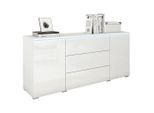 P & B Sideboard , Weiss Hochglanz , Holzwerkstoff , 2 Fächer , 3 Schublade(n) Schubladen , kaltweiss , 150x67.9x39.5 cm , FSC , stehend, Beleuchtung , Kleinmöbel, Kommoden, Sideboards