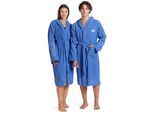 Bademantel ARENA "arena Unisex Zeppelin Bademantel" Gr. XXL, blau (royal, weiß), L:124cm, Baumwolle, Hausmäntel, Bademantel, Schwimmbad, Sauna, Baumwolle, Unisex, weich, bequem, Kapuze, leicht