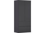 Drehtürenschrank RAUCH "Kleiderschrank Schrank Garderobe COSTA in den Breiten 91/136/181 cm", graumetallic, eingriffe graumetallic, B:91cm H:197cm T:54cm, Holzwerkstoff, Schränke, Drehtürenschrank, viel Platz, grifflose Front und Push-to-Open Funktion MADE IN GERMANY