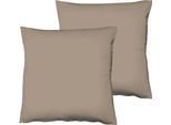 Kissenbezüge FLEURESSE "Colours", grau (taupe), B:80cm L:80cm, Interlock-Jersey, Obermaterial: 100% Baumwolle, Kissenbezüge, Kissenbezüge, edler, bügelfreier Interlock-Jersey aus 100% Baumwolle