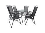 Gardenson , Anthrazit , Metall, Glas, Textil , quadratisch , Stühle klappbar , Gartenmöbel, Gartenmöbel-Sets, Gartengarnituren