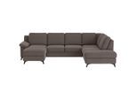 Cotta , Taupe , Textil , Ottomane rechts, Ottomane links, U-Form , 309x204 cm , Made in EU , Stoffauswahl, Rücken echt , Wohnzimmer, Sofas & Couches, Wohnlandschaften, Wohnlandschaften U-Form