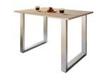 Mid.you , Silberfarben, Sonoma Eiche , Holzwerkstoff , rechteckig , 80x76x160 cm , Büromöbel, Schreibtische, Schreibtische