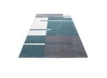 Ayyildiz , Blau , Textil , Karo , rechteckig , 160x230 cm , Oeko-Tex® Standard 100 , für Fußbodenheizung geeignet, schmutzabweisend, für Hausstauballergiker geeignet, lichtunempfindlich, antistatisch, pflegeleicht, strapazierfähig, leicht zusammenrollbar ,