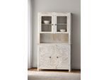 Buffet OTTO HOME "Prem", weiß (natur gewischt), B:107cm H:190cm T:40cm, Massivholz, Schränke, Buffet, mit dekorative Fräsungen, handgefertigt, Unika-Möbel, Breite 107 cm