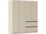 Drehtürenschrank RAUCH "Kleiderschrank Schrank Garderobe COSTA in den Breiten 91/136/181 cm", beige (champagner), eingriffe graumetallic, B:181cm H:197cm T:54cm, Holzwerkstoff, Schränke, Drehtürenschrank, viel Platz, grifflose Front und Push-to-Open Funktion MADE IN GERMANY
