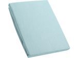 Spannbettlaken KUM "Premium Jersey Spannbetttuch", blau (hellblau), L:200cm, Jersey, Obermaterial: 95% Baumwolle, 5% Elasthan, Bettlaken, Spannbettlaken, bis ca. 30 cm Matratzenhöhe