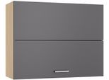 Faltlifthängeschrank KOCHSTATION "KS-Lucy", anthrazit, eiche hell, B:90cm H:70,4cm T:34,6cm, Schränke, Faltlifthängeschrank, Breite 90 cm, Höhe 70,4 cm, mit 1 Faltlifttür, 2 Einlegeböden