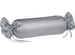 Nackenrollenbezug FLEURESSE "Colours", grau, B:15cm L:40cm, Mako-Satin, Obermaterial: 100% Baumwolle, Kissenbezüge, Nackenrollenbezug, Mako Satin, glänzend, glatt, Premium Qualität