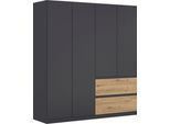 Drehtürenschrank RAUCH "Kleiderschrank Schrank Garderobe COSTA in den Breiten 91/136/181 cm", schwarz (graumetallic, eiche artisan, eingriffe graumetallic), B:181cm H:197cm T:54cm, Holzwerkstoff, Schränke, Drehtürenschrank, viel Platz, grifflose Front und Push-to-Open Funktion MADE IN GERMANY