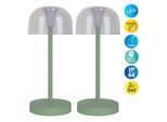 NÄVE LED Tischleuchte "Gomba 18,5 cm", grün (mint), 1, Ø 8cm H: 18,5cm, 2 Stk., Leuchten, 2er Set, aufladbar, USB Kabel, Memoryfunktion, stufenlos dimmbar, LED Tischleuchte