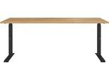 Schreibtisch GERMANIA "Downey", braun (navarra, eiche, nachbildung, schwarz, schwarz, navarra, eiche, nachbildung), B:180cm H:91cm T:80cm, Tische, Schreibtisch, höhenverstellbar von 68-91 cm, verfügbar in verschiedenen Breiten