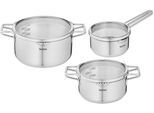 Topf-Set TEFAL "Jamie Oliver Ingenio G6, Topfset Induktion mit Pfannen", silber (edelstahlfarben), Töpfe, Topf-Set, Thermo-Signal, für alle Herdarten geeignet, L9769932