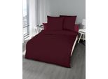 Bettwäsche KAEPPEL "Uni", rot (burgund), B/L: 155cm x 220cm, 1 Stk., 1 Stk., Feinbiber, B/L: 80cm x 80cm, 2 Stk., Feinbiber, Obermaterial: 100% Baumwolle, Bettwäsche, Bettwäsche, Unifarben