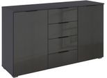 Kombikommode OTTO HOME "Sideboard Schubladenkommode AGORDO mit Dekor- oder Hochglanzfront", schwarz (graumetallic, hochglanz effektgrau), B:120cm H:81cm T:42cm, Holzwerkstoff, Sideboards, Kombikommode, vier große Schubladen, mit insgesamt 4 Einlegeböden MADE IN GERMANY