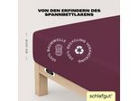 Spannbettlaken SCHLAFGUT "EASY JERSEY Bettlaken, 150 g/m², 100% Baumwolle, Spannbetttuch", lila (lila deep), L:200cm, Jersey, Obermaterial: 100% Baumwolle, Bettlaken, Spannbettlaken, Spannbettlaken bis 22 cm Höhe, bügelfrei, pflegeleicht, perfekter Sitz