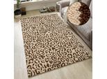 Wollteppich OTTO HOME "Gabbo Leo, Leopardenmuster, handgearbeitet", sand, B:60cm H:14mm L:90cm, Wolle, Teppiche, reine Wolle, Uni, Wohnzimmer, Schlafzimmer, Esszimmer