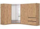 Schrank-Set RAUCH "Kleiderschrank Schrank Garderobe Wäscheschrank COSTA Größe 208x298 cm", braun (eiche artisan, eingriffe graumetallic), H:197cm T:298cm, Holzwerkstoff, Kastenmöbel-Sets, viel Platz, grifflose Front und Push-to-Open Funktion MADE IN GERMANY