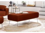 Polsterhocker W.SCHILLIG, orange (terracotta w82), B:150cm H:46cm T:60cm, Flachgewebe W82 Q2 (74% Polyacryl, 26% Polyester), Hocker, Polsterhocker, mit elegantem Holzsockel, Füße in Chrom glänzend, Breite 150 cm