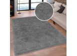 Hochflor-Teppich OTTO HOME "Silky, besonders weich und kuschelig, sehr dichte Qualität" Gr. 2, grau, B:80cm H:33mm L:150cm, Kunstfaser, Teppiche, rutschhemmend beschichtet, waschbar, uni, Wohnzimmer, Schlafzimmer