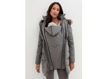 bonprix 3-in-1 warm wattierte Umstands- und Tragejacke, grau, Gr.46, Wattierte Schwangerschaftsjacke für die Schwangerschaft und danach