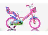 Kinderfahrrad DINO BIKES "12" Peppa Wutz stabiler Stahl-Rahmen, Stützräder, kindgerecht" Gr. 21, lila (pink), Fahrräder, Kinder, 21cm, 12 Zoll (30,48cm), Kinderfahrrad, mit Stützrädern, Korb und Puppensitz