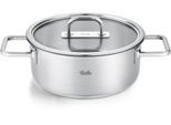 Bratentopf FISSLER "Viseo Pro", silberfarben, Ø:20cm, Töpfe, Bratentopf, Edelstahl-Bratentopf mit Glasdeckel und Superthermic Boden