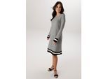 Jerseykleid ANISTON SELECTED, Damen, Gr. 48, N-Gr, schwarz, sanftes weiß, Milano Rib, Obermaterial: 85% Viskose, 10% Polyester, 5% Elasthan, bedruckt, gestreift, figurumspielend kniefrei, Rundhals, Kleider Jerseykleid, in leichter A-Linien-Form - NEUE KOLLEKTION