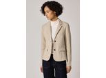 Kurzblazer STREET ONE, Damen, Gr. 42, cotton beige, Web, 73% Baumwolle, 24% Polyester, 3% Elasthan, Strukturmuster, regular fit normal, V-Ausschnitt, normaler Saum, Blazer Kurzblazer, mit Struktur-Muster