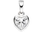 Herzanhänger JOBO "Kinder-Anhänger kleines Herz 9 mm", transparent (weiß, weiß), Schmuckanhänger, Mädchen, Silber 925 (Sterlingsilber), 925 Silber rhodiniert mit einem Kristall