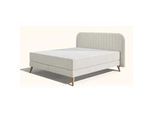 Emma Elite Boxspringbett V2 – Mint - 200x200 cm - Kopfteil Streifen - Metallfüße