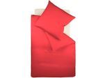 Bettwäsche FLEURESSE "Colours in 135x200, 155x220 oder 200x200 cm", rot (kirsche), B/L: 135cm x 200cm, 1 Stk., 1 Stk., Mako-Satin, B/L: 80cm x 80cm, 2 Stk., Mako-Satin, Obermaterial: 100% Baumwolle, Bettwäsche, Bettwäsche, Bettwäsche aus 100% Baumwolle, uni, mit Reißverschluss