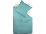 Bettwäsche FLEURESSE "Colours in 135x200, 155x220 oder 200x200 cm", blau (aqua), B/L: 240cm x 220cm, 1 Stk., 2 Stk., Mako-Satin, B/L: 80cm x 80cm, 3 Stk., Mako-Satin, Obermaterial: 100% Baumwolle, Bettwäsche, Bettwäsche, Bettwäsche aus 100% Baumwolle, uni, mit Reißverschluss
