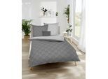 Wendebettwäsche KAEPPEL "La Ville", grau (schiefer), B/L: 135cm x 200cm, 1 Stk., 1 Stk., Mako-Satin, B/L: 80cm x 80cm, 2 Stk., Mako-Satin, Obermaterial: 100% Baumwolle, Bettwäsche, Wendebettwäsche