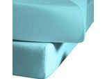 Betttuch FLEURESSE "Colours", blau (eisblau), B:220cm L:260cm, Mako-Satin, Obermaterial: 100% Baumwolle, Bettlaken, Betttuch, offenes Bettlaken