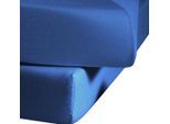 Betttuch FLEURESSE "Colours", blau (meeresblau), B:160cm L:260cm, Mako-Satin, Obermaterial: 100% Baumwolle, Bettlaken, Betttuch, offenes Bettlaken