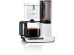 BOSCH Filterkaffeemaschine "Styline TKA8013, Aroma Sensor, Aromaschutz-Glaskanne 1,25 L", grau (weiß, anthrazit), 1,25 l, 15, Kaffeemaschinen, für 10-15 Tassen, Abschaltautomatik, Entkalkungssystem, schwarz, Filterkaffeemaschine