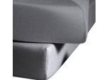 Betttuch FLEURESSE "Colours", grau (steingrau), B:160cm L:260cm, Mako-Satin, Obermaterial: 100% Baumwolle, Bettlaken, Betttuch, offenes Bettlaken